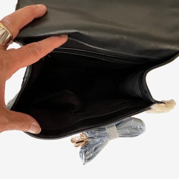 Badgley Mischka Sherp Bag in Black with Gold Hardware and a Working Lock & Key - Picture 7 of 10